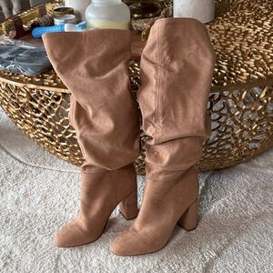 Nine West Brown Heeled Slouch Boots